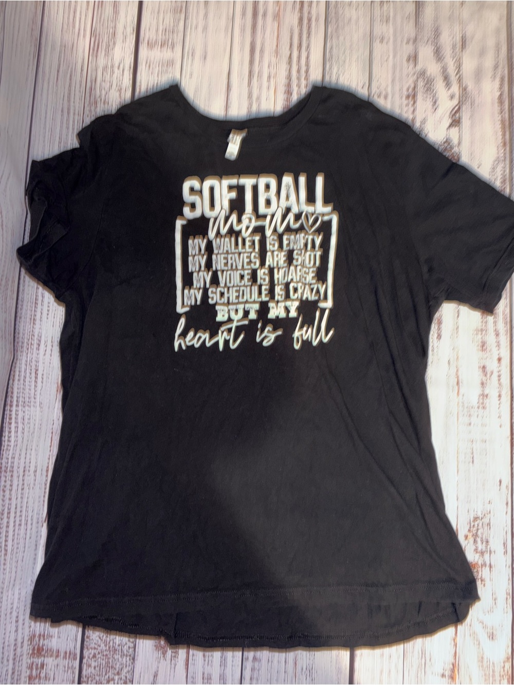 3X Bella Canvas Black 'Softball Mom' Graphic Tee with White Print